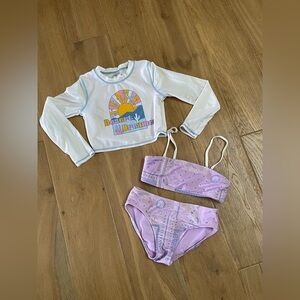 Art Class White and Purple Kids Swim Rashguard Set